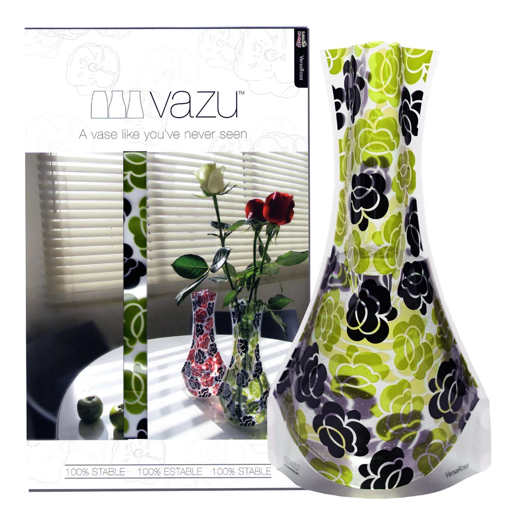 VersaRosa · Green expandable vase and gift packaging